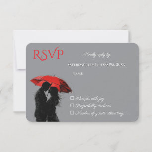 Cartons Réponse Romantique Parisien Parapluie Rouge Love Silhouett