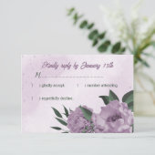 Cartons Réponse romantique pourpre fleurs vert feuille mariage (Debout devant)