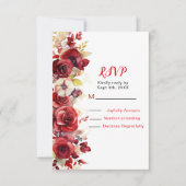 Cartons Réponse Romantique Roses Rouges Mariage Floral (Devant)