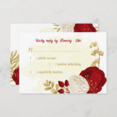 Cartons Réponse Romantique rouge foncé & fleurs blanches (Devant / Derrière)