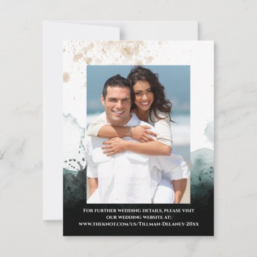 Cartons Réponse Romantique Vert, Gold Rose Coeur Enregistrer la ca (Dos)