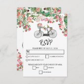 Cartons Réponse Romantique Vintage Vélo Fleurs & Oiseaux Mariage (Devant / Derrière)