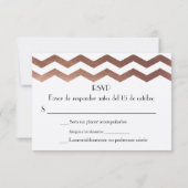 Cartons Réponse Rose bilingue Gold Chevron Mariage InvitationRSVP (Dos)