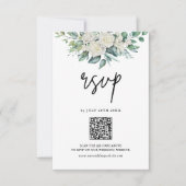 Cartons Réponse Rose blanche vert Floral QR Code Mariage (Devant)