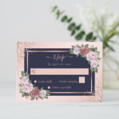 Cartons Réponse Rose bleu marine Mariage floral rose bleu bleu ble