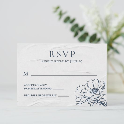 Cartons Réponse Rose bleu moderne à main simple Mariage (Debout devant)