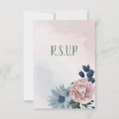 Cartons Réponse rose, bleu poussiéreux et bleu marine fleurs verdu (Dos)