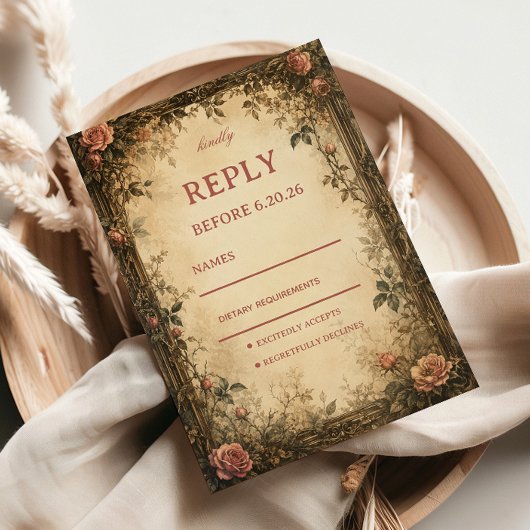 Cartons Réponse Rose Botanique Vintage