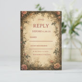 Cartons Réponse Rose Botanique Vintage (Debout devant)