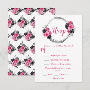 Cartons Réponse Rose Chaude et Fleurs Élégantes Argentées Sweet Si