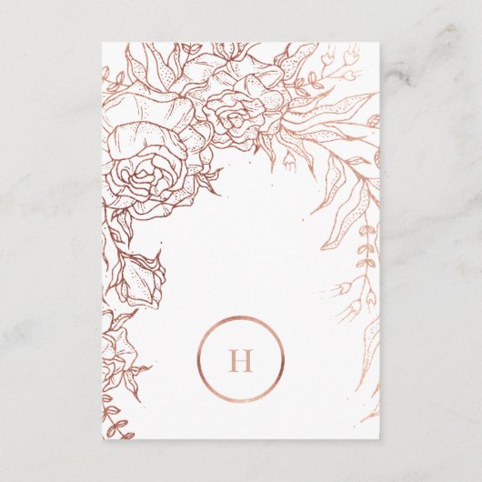 Cartons Réponse Rose classique Dusty or Monogramme Mariage de cour (Dos)