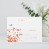 Cartons Réponse Rose corail et Fleurs sauvages turquoise mariage R (Debout devant)
