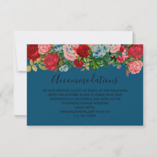 Cartons Réponse Rose de Bourgogne Floral Garland Mariage bleu fleu