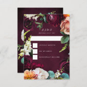 Cartons Réponse Rose de Bourgogne Ranunculus Mariage (Devant / Derrière)