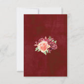 Cartons Réponse Rose de Pêche de Bourgogne Aquarelle Mariage Flora (Dos)