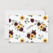 Cartons Réponse Rose de tournesol Rustique QR Code Mariage (Dos)