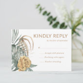 Cartons Réponse Rose d'or Monstera Palm Tropical Oasis Mariage (Debout devant)