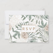 Cartons Réponse Rose d'or Monstera Palm Tropical Oasis Mariage (Dos)