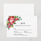 Cartons Réponse Rose et Berry Mariage de tiges d'aquarelle (Devant / Derrière)