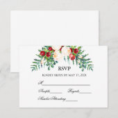 Cartons Réponse Rose et Berry Mariage de tiges d'aquarelle (Devant / Derrière)