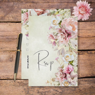 Cartons Réponse Rose et lys délicats modernes rose et vert