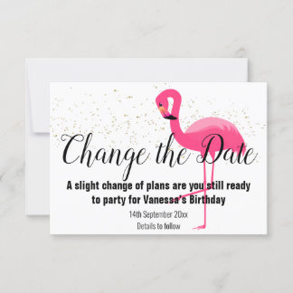 Cartons Réponse ROSE FLAMANT ROSE OR CHANGER LA DATE Blanc