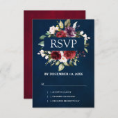 Cartons Réponse Rose florale rouge burgundy blush aquarelle romant (Devant / Derrière)