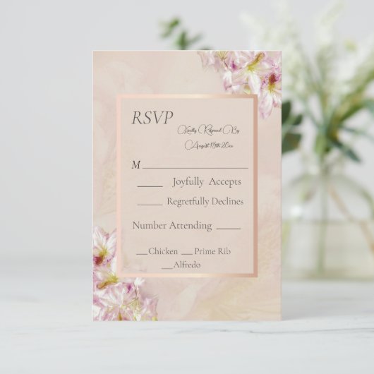 Cartons Réponse Rose Gold Azalea Mariage (Debout devant)