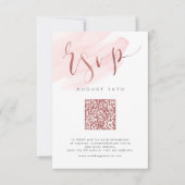 Cartons Réponse Rose Gold Blush Modern Script mariage code QR (Devant)