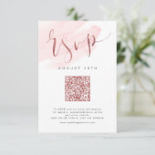 Cartons Réponse Rose Gold Blush Modern Script mariage code QR (Debout devant)