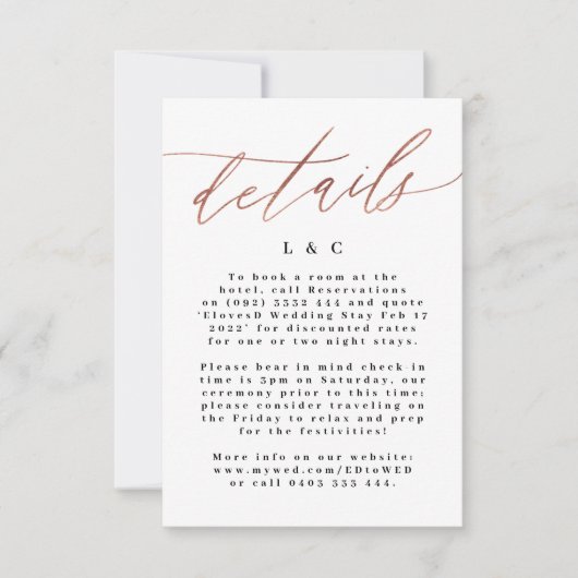 Cartons Réponse Rose Gold Calligraphie Mariage moderne Boîtier (Devant)