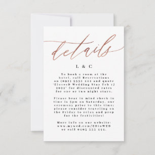 Cartons Réponse Rose Gold Calligraphie Mariage moderne Boîtier