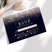 Cartons Réponse Rose Gold Confetti Marine Bleu Mariage moderne RSV