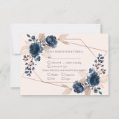 Cartons Réponse Rose Gold Dusty Pink Navy Mariage de fleurs (Dos)