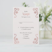 Cartons Réponse Rose Gold Floral Fairytale Mariage (Debout devant)