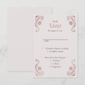 Cartons Réponse Rose Gold Floral Fairytale Mariage (Devant / Derrière)