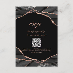 Cartons Réponse Rose Gold Noir Moderne avec Feuille d'Agate pour M