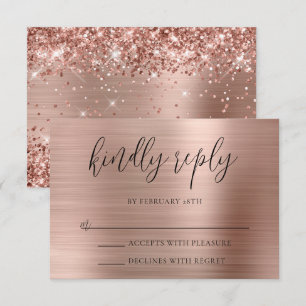Cartons Réponse Rose Gold Pailleté Feuille Répondre aimablement Ma
