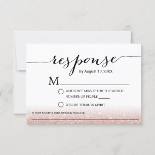 Cartons Réponse Rose Gold Parties scintillant Chanson Demande de m
