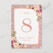 Cartons Réponse Rose Gold Parties scintillant rose Floral Mariage (Devant)