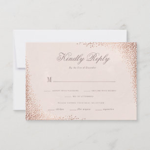 Cartons Réponse Rose Gold Shimmer Élégant Mariage