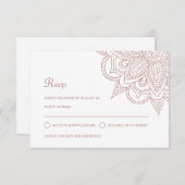 Cartons Réponse Rose indien élégant Gold Mehndi Mariage hindou (Devant / Derrière)