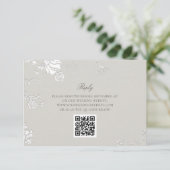 Cartons Réponse Rose Ivory Sonnet Formel Classique Code QR Mariage (Debout devant)