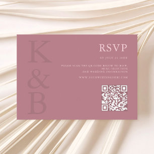 Cartons Réponse Rose moderne Dusty Monogramme minimaliste Mariage