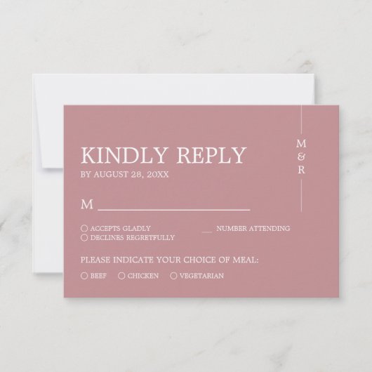 Cartons Réponse Rose moderne simple Dusty Mariage (Devant)