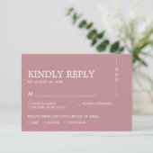 Cartons Réponse Rose moderne simple Dusty Mariage (Debout devant)