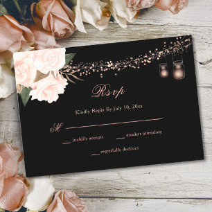 Cartons Réponse Rose noir et blanc Floral String Mariage