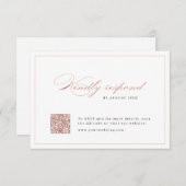 Cartons Réponse Rose or Classic Élégance Script code QR mariage (Devant / Derrière)