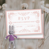 Cartons Réponse Rose or et blanc papillon picado bébé douche