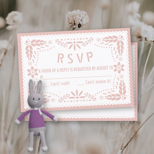 Cartons Réponse Rose or et blanc papillon picado bébé douche